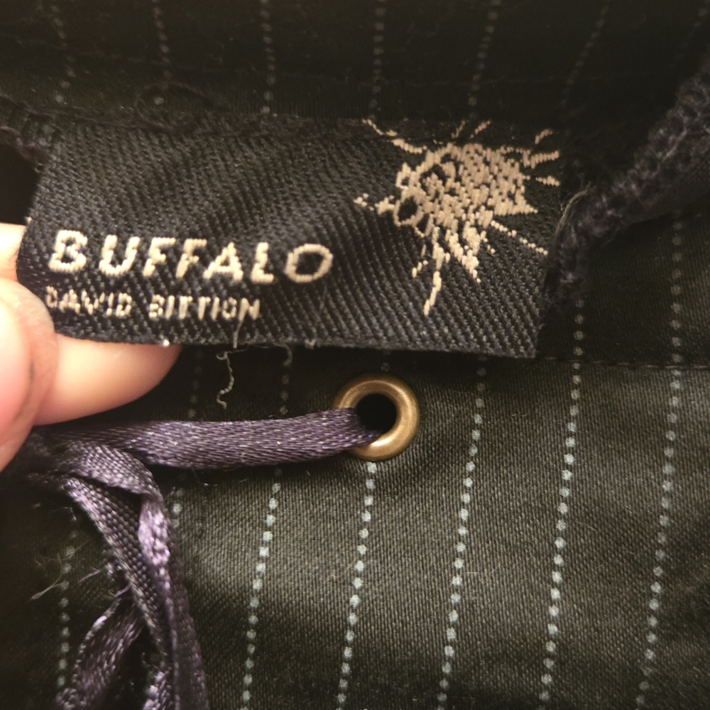Buffalo David Bitton Black Pinstripe Pencil Skirt with Purple Lace-Up - Picture 7 of 8